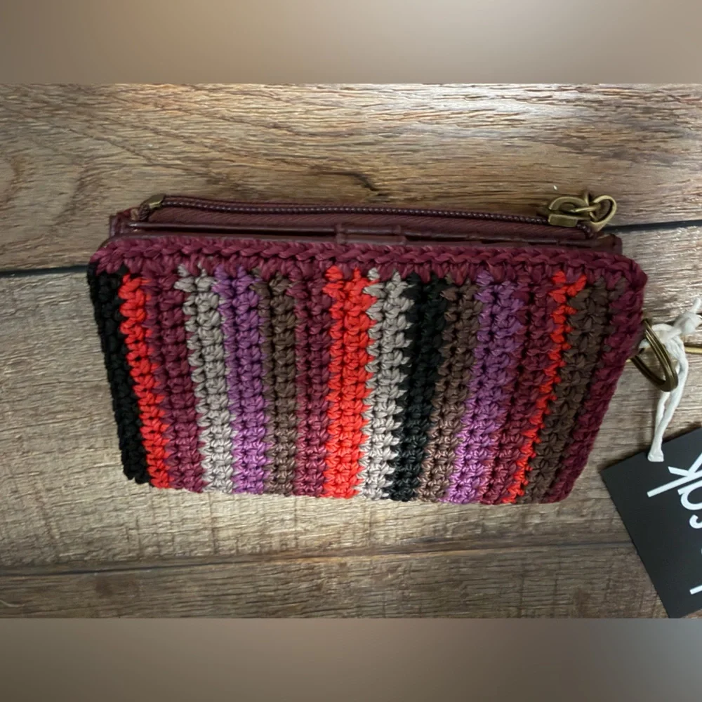 The Sak Encino Essential Wallet in Black Cherry Stripe